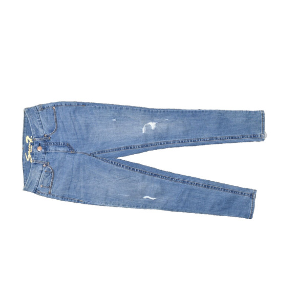 Seven 7 Women's Size 4 Tummyless High Rise Skinny Jeans Blue Cotton Blend Zip - Picture 1 of 8